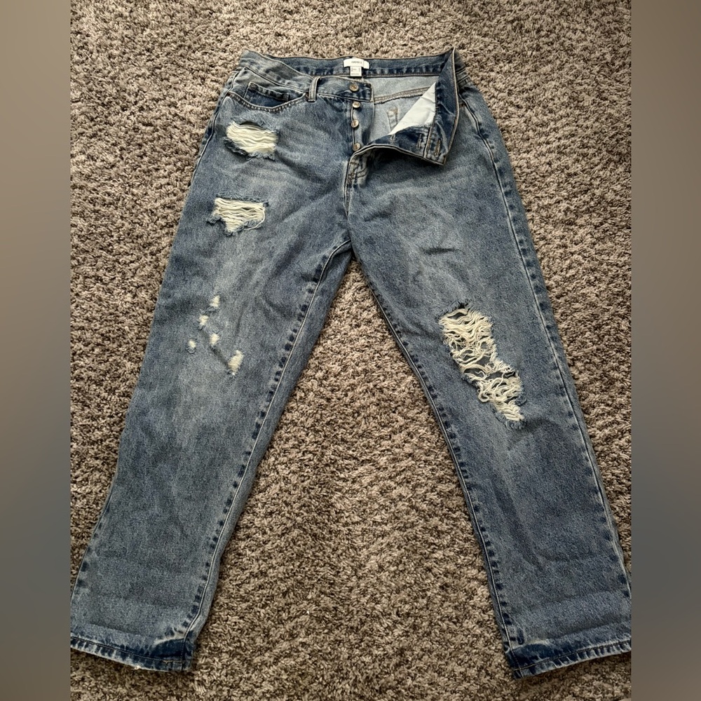 Forever 21 High Rise Blue Distressed Jeans